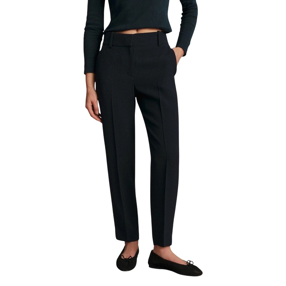 Sezane Womens Black Tapered Trousers Size 40 Mid Rise Tailored Dress Pants